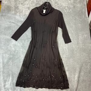 Sundance Eventide Angora Cowl Neck Brown Shift Dress Womens XS Peasant